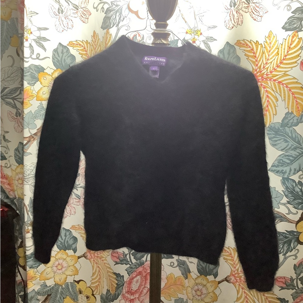 Fluffy Black Ralph Lauren Collection long sleeve shirt. Cashmere.